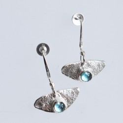 Gem drop silver earring